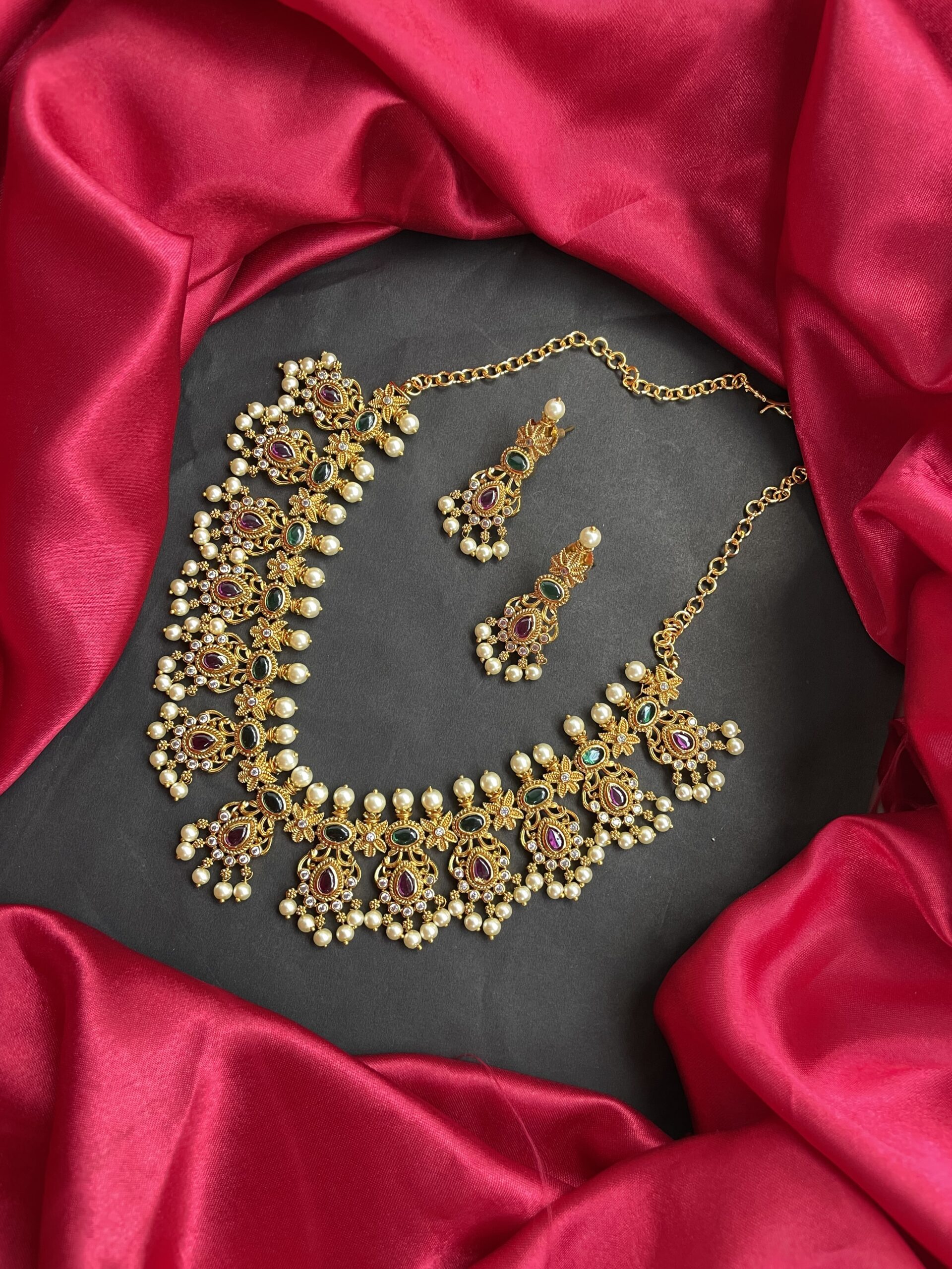 Guttasapusalu Necklace with Earrings AJP2023-258 - Image 3
