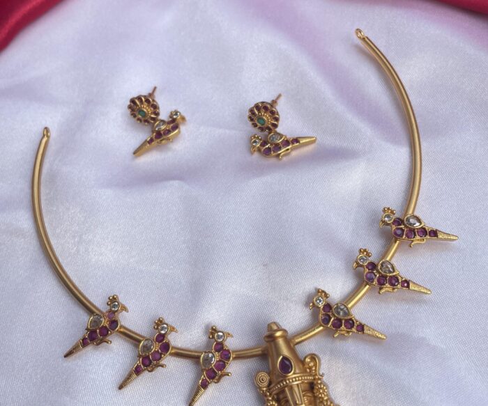 Simple Jadau Necklace With Earrings AJP2023-04