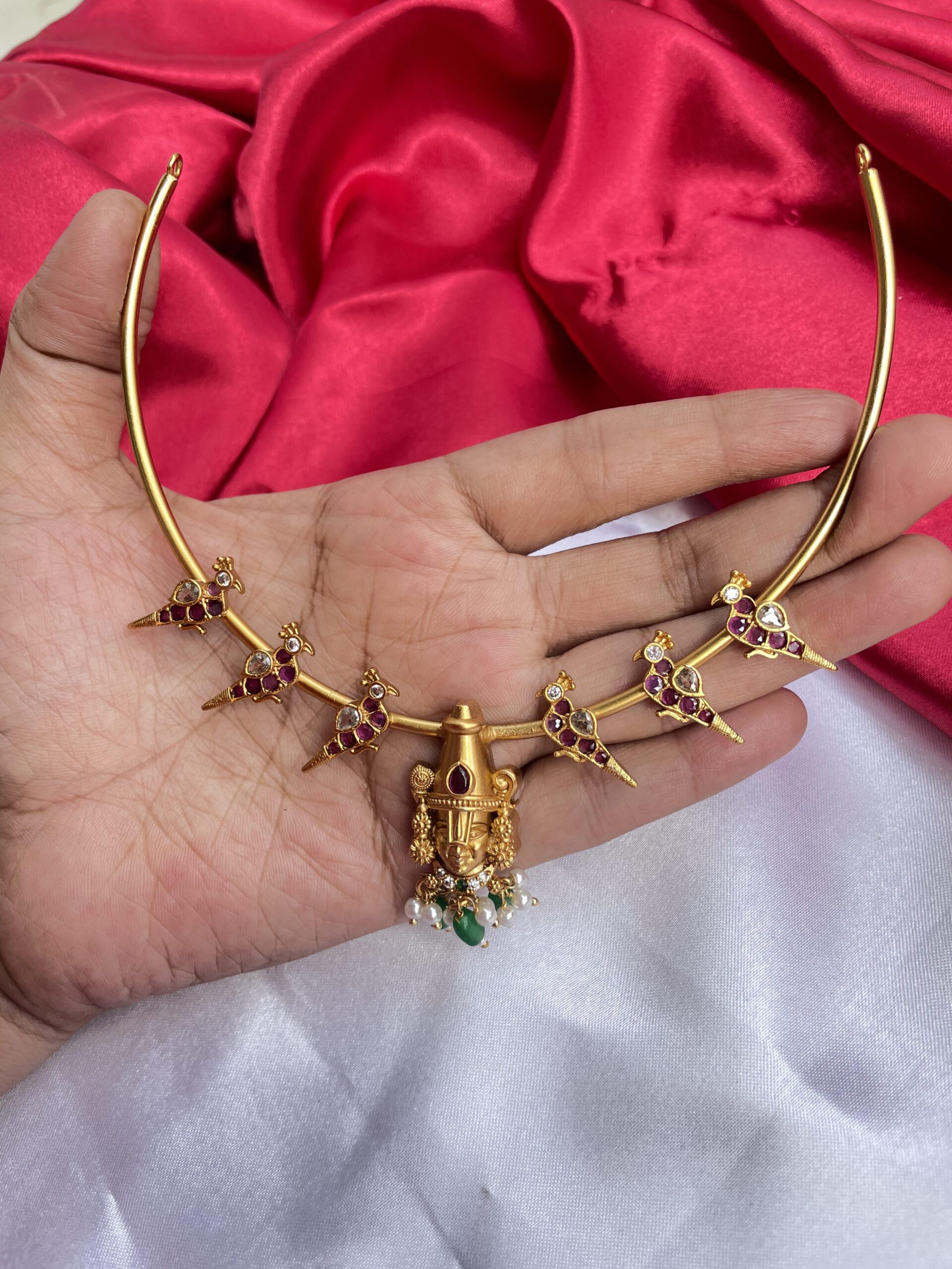 Simple Jadau Necklace With Earrings AJP2023-04 - Image 3