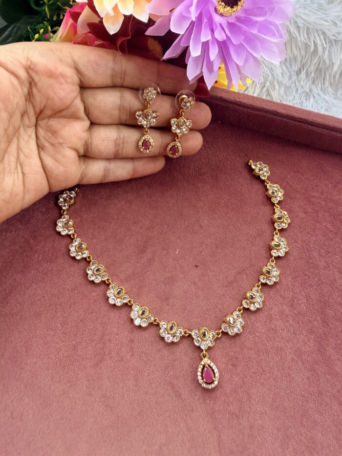 AD Stone Necklace With EaringsAJP2026-1059