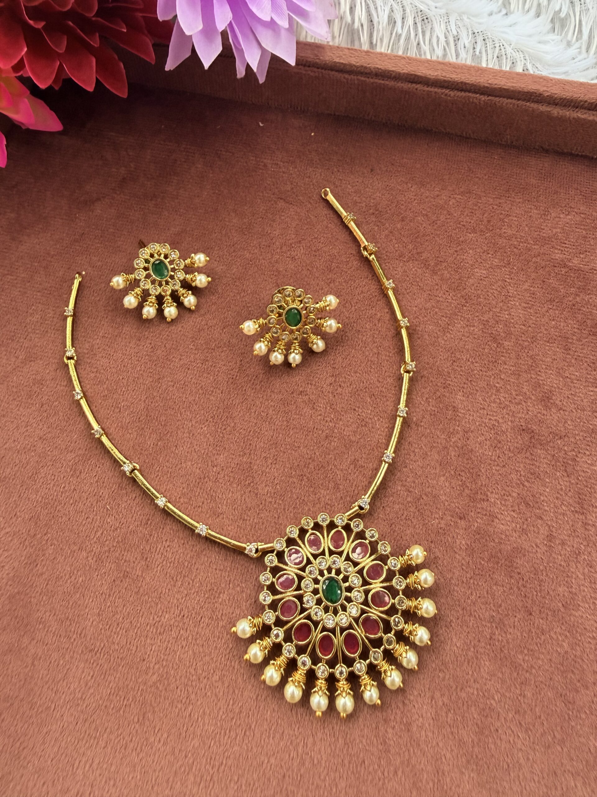 AD Stone Necklace With EaringsAJP2026-1069