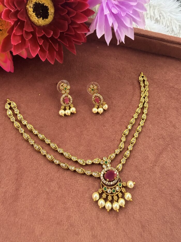 AD Stone Necklace With EaringsAJP2026-1070