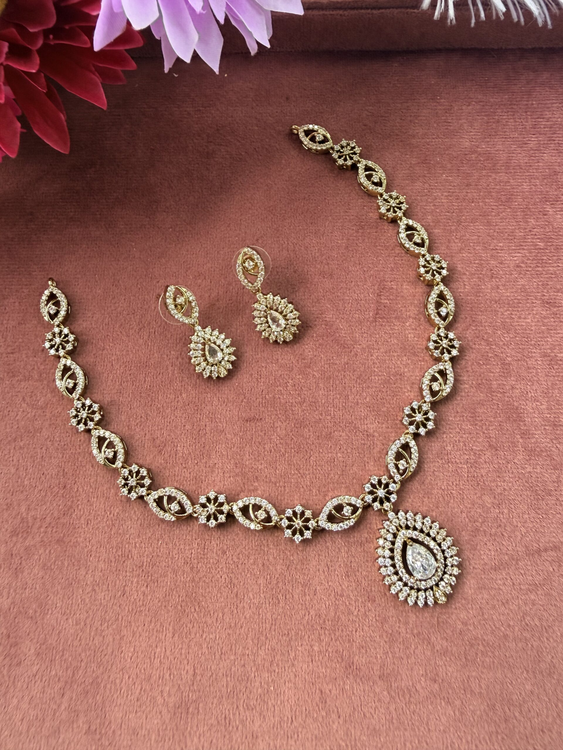 AD Stone Necklace With EaringsAJP2026-1076
