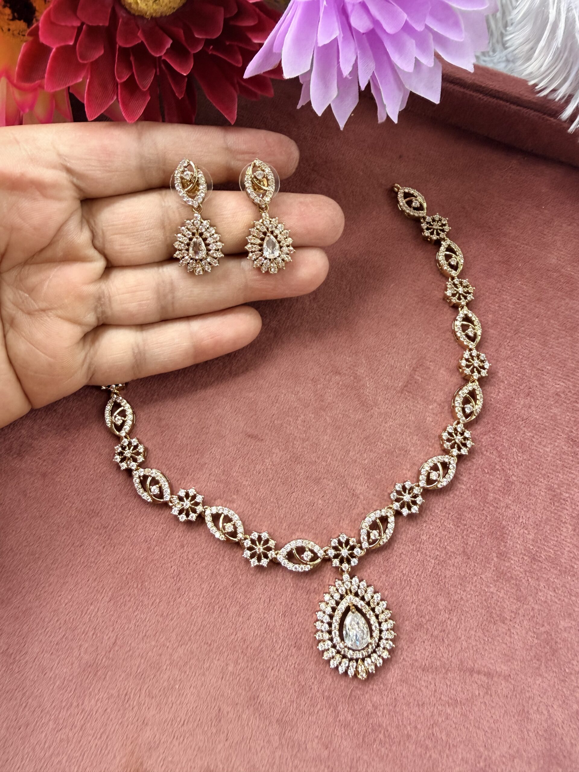 AD Stone Necklace With EaringsAJP2026-1076 - Image 4