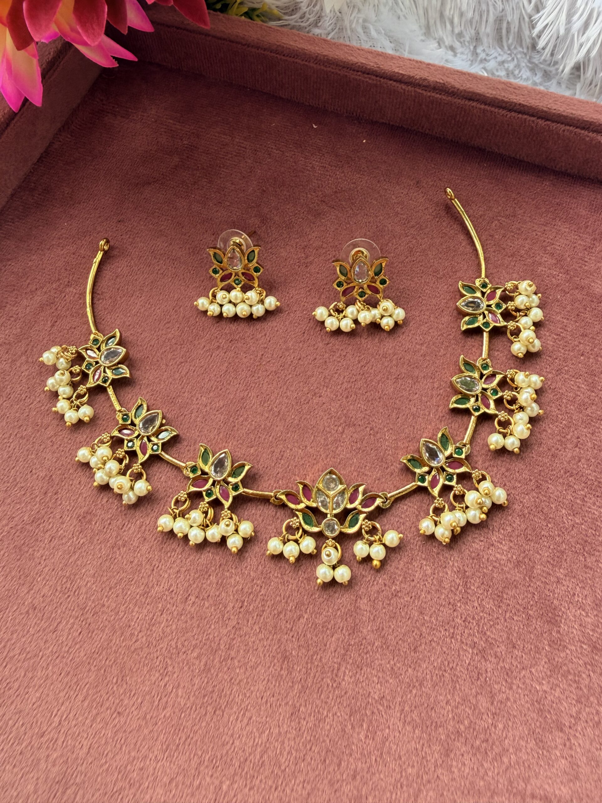 Short Necklace With EaringsAJP2026-1078 - Image 3