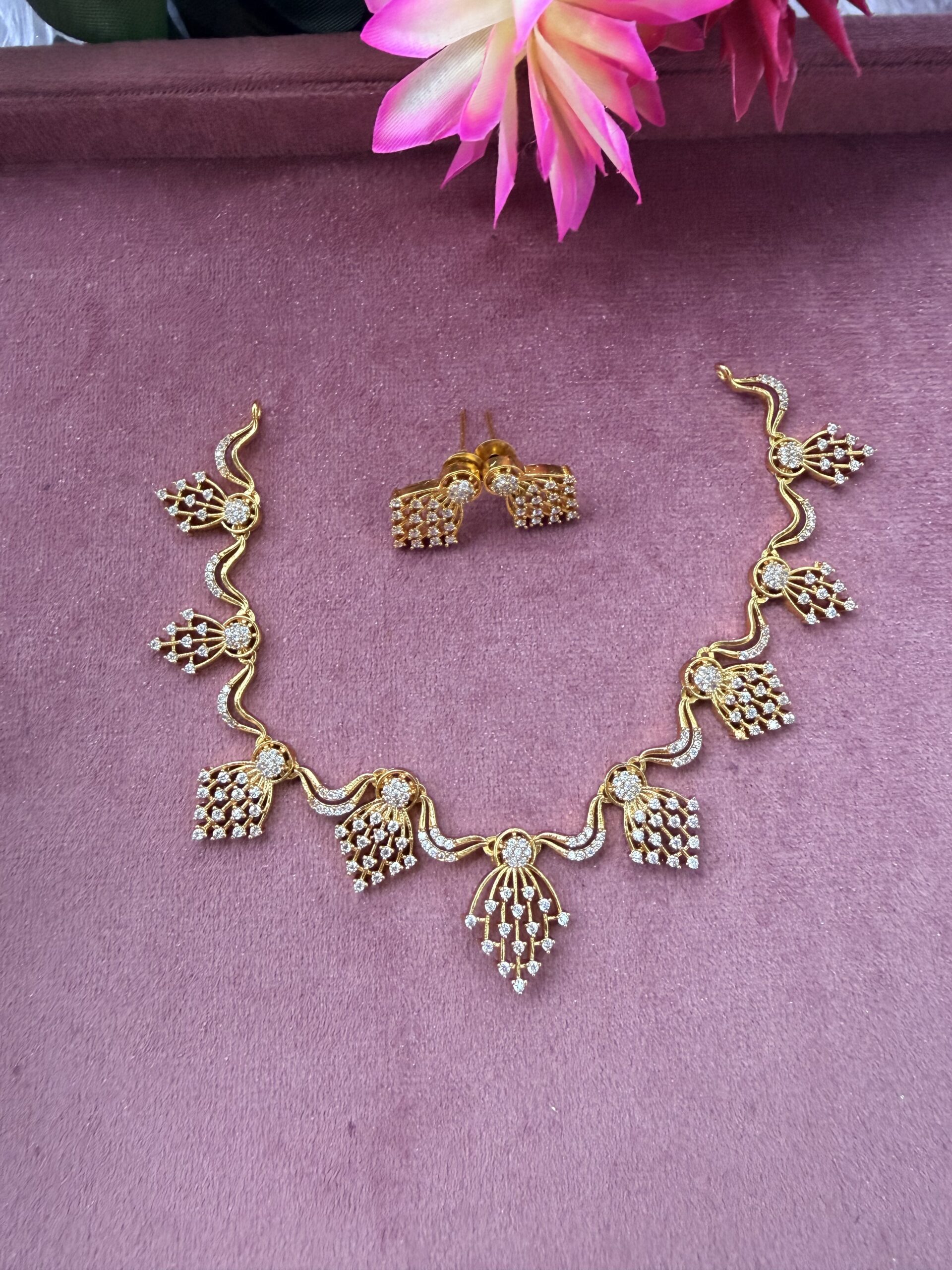 AD Stone Necklace With EaringsAJP2026-1085 - Image 3