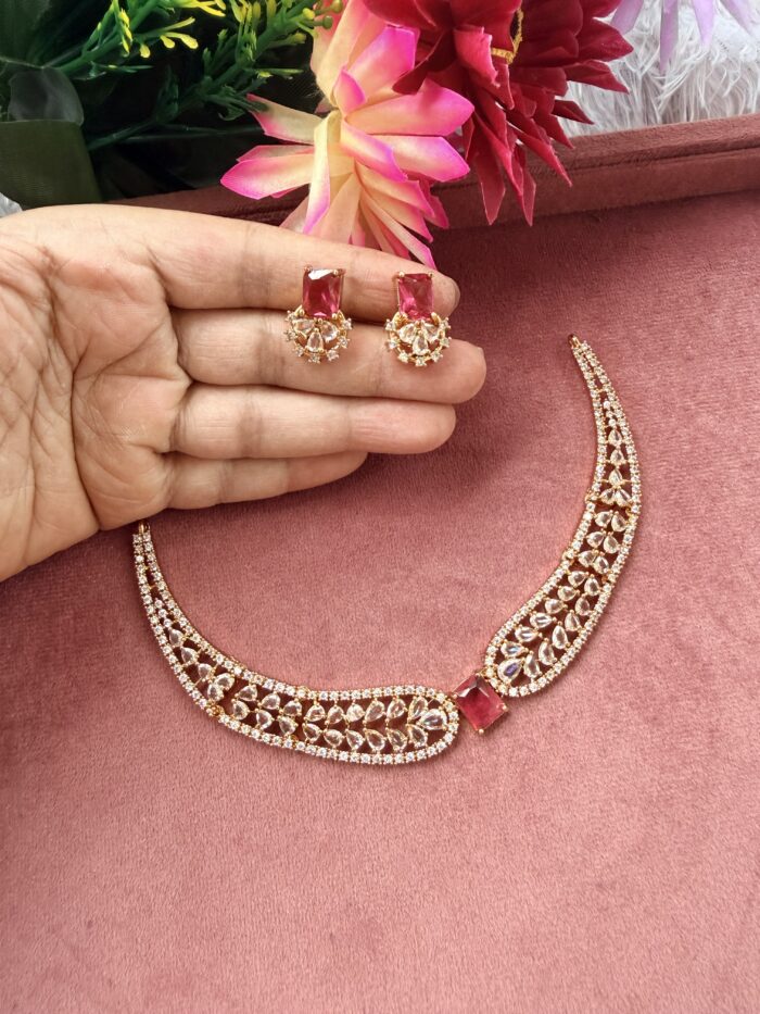 AD Stone Necklace With EaringsAJP2026-1087