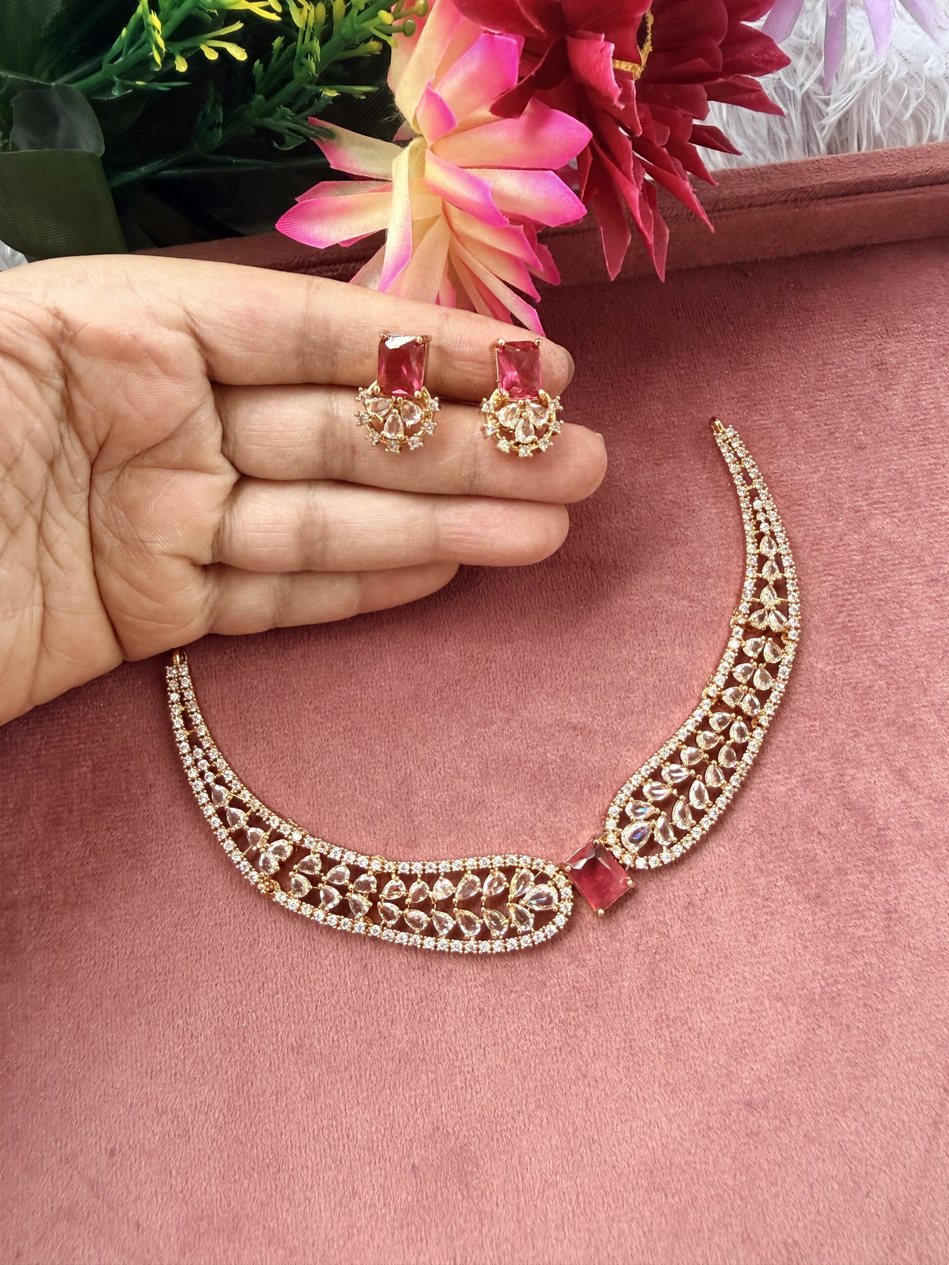 AD Stone Necklace With EaringsAJP2026-1087