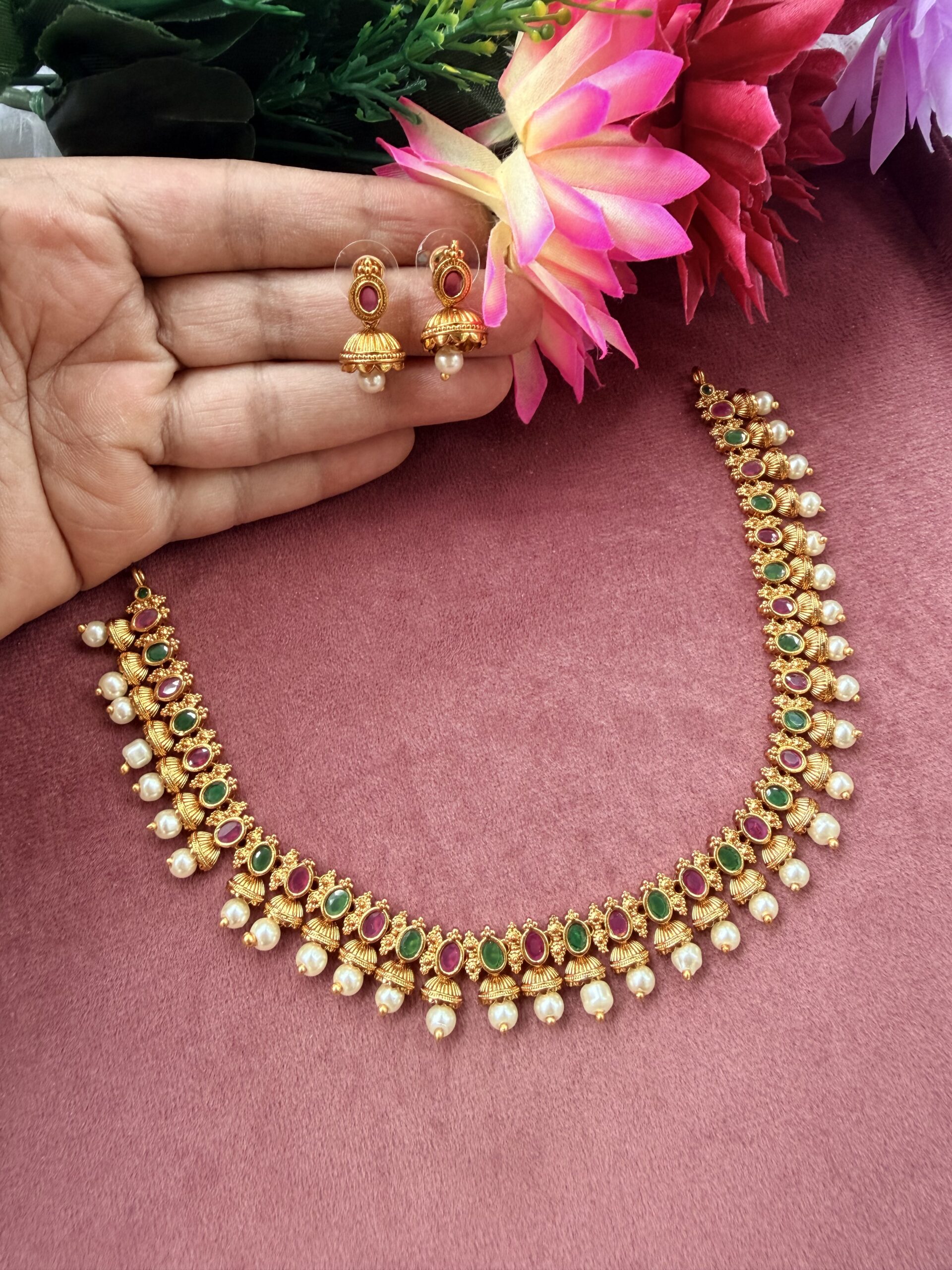 Traditional Short Necklace With EaringsAJP2026-1088 - Image 3