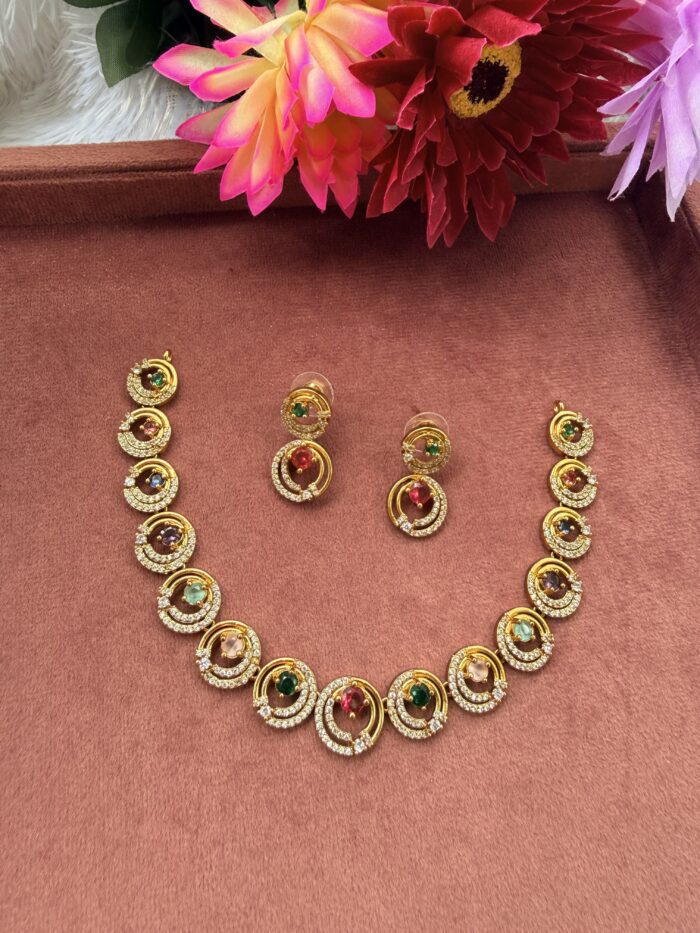 AD Stone Necklace With EaringsAJP2026-1089
