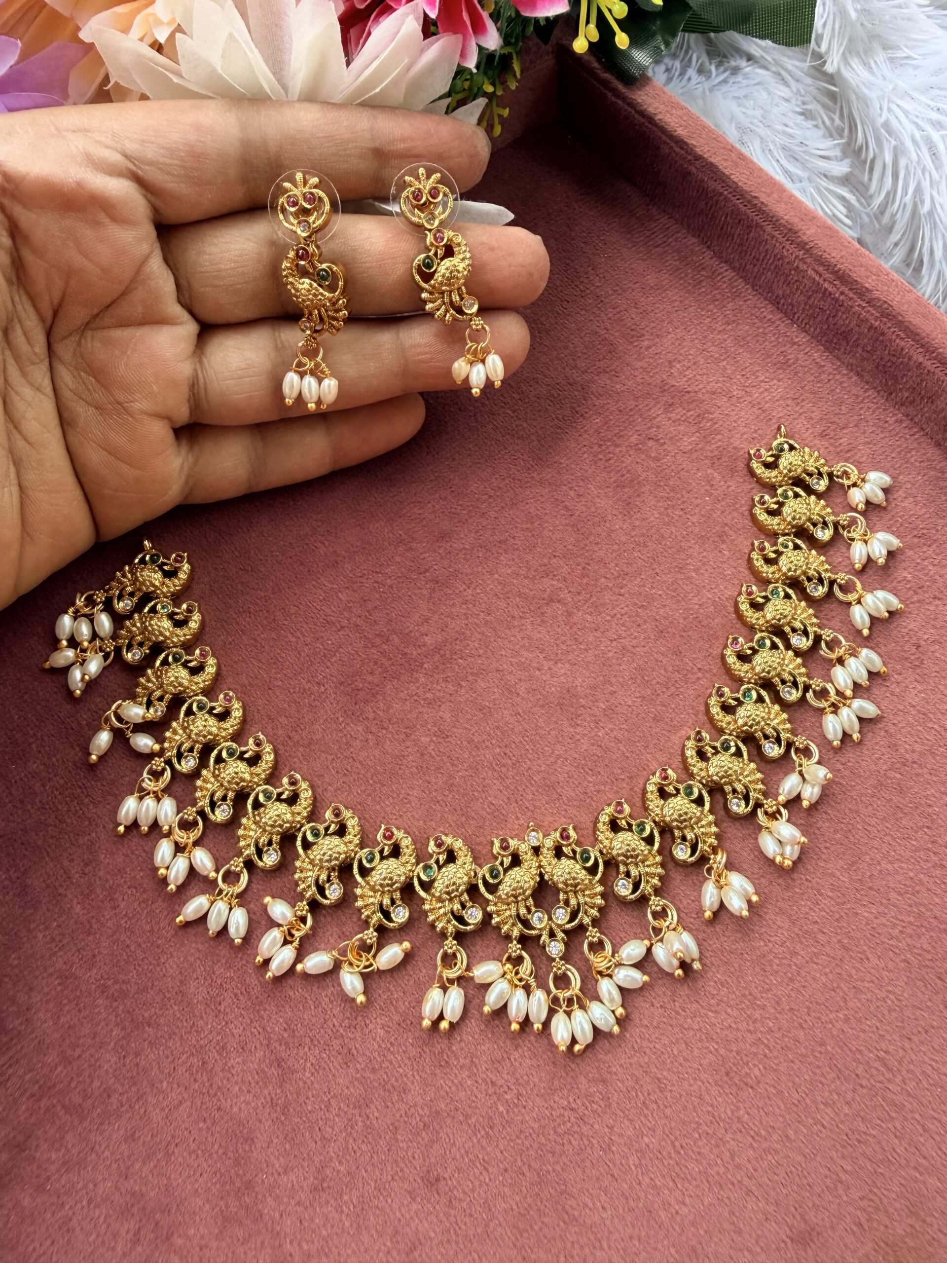 Traditional Short Necklace With EaringsAJP2026-1090 - Image 3