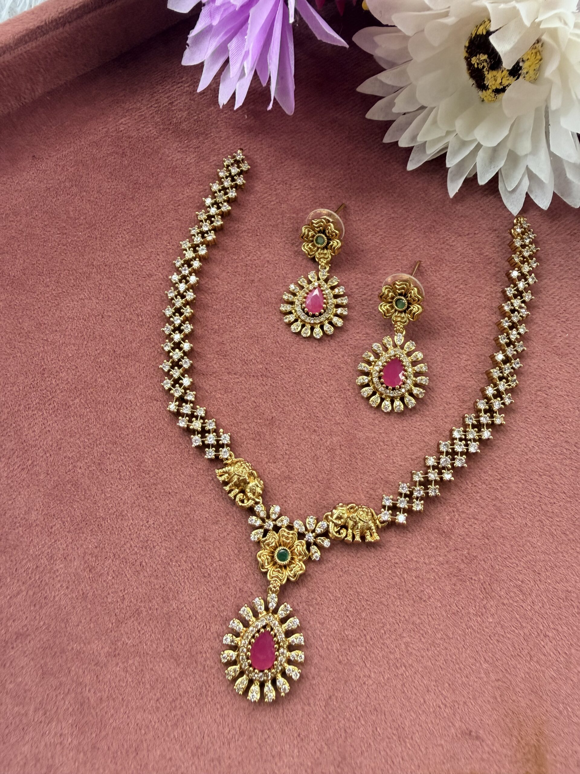 AD Stone Necklace With EaringsAJP2026-1097