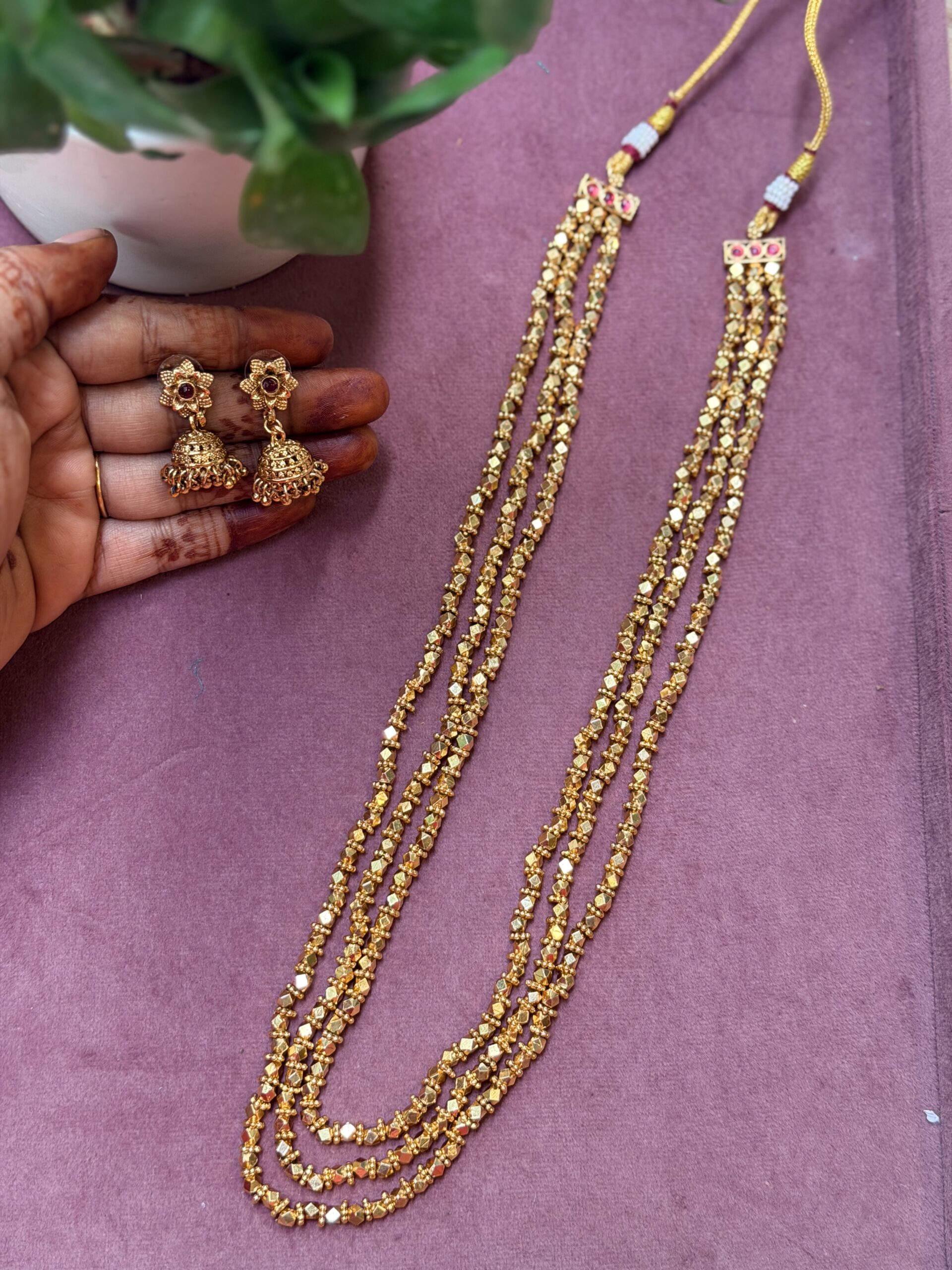 Traditional Long Aashatpaillu Necklace AJP2026-2281