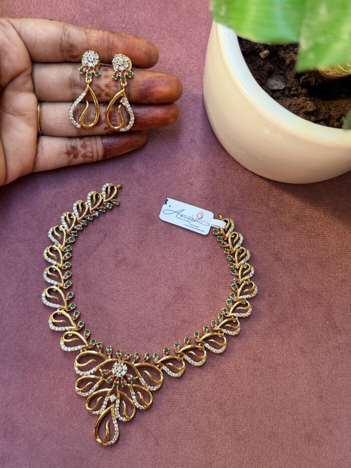 AD Stone Necklace With Earings AJP2026-2218