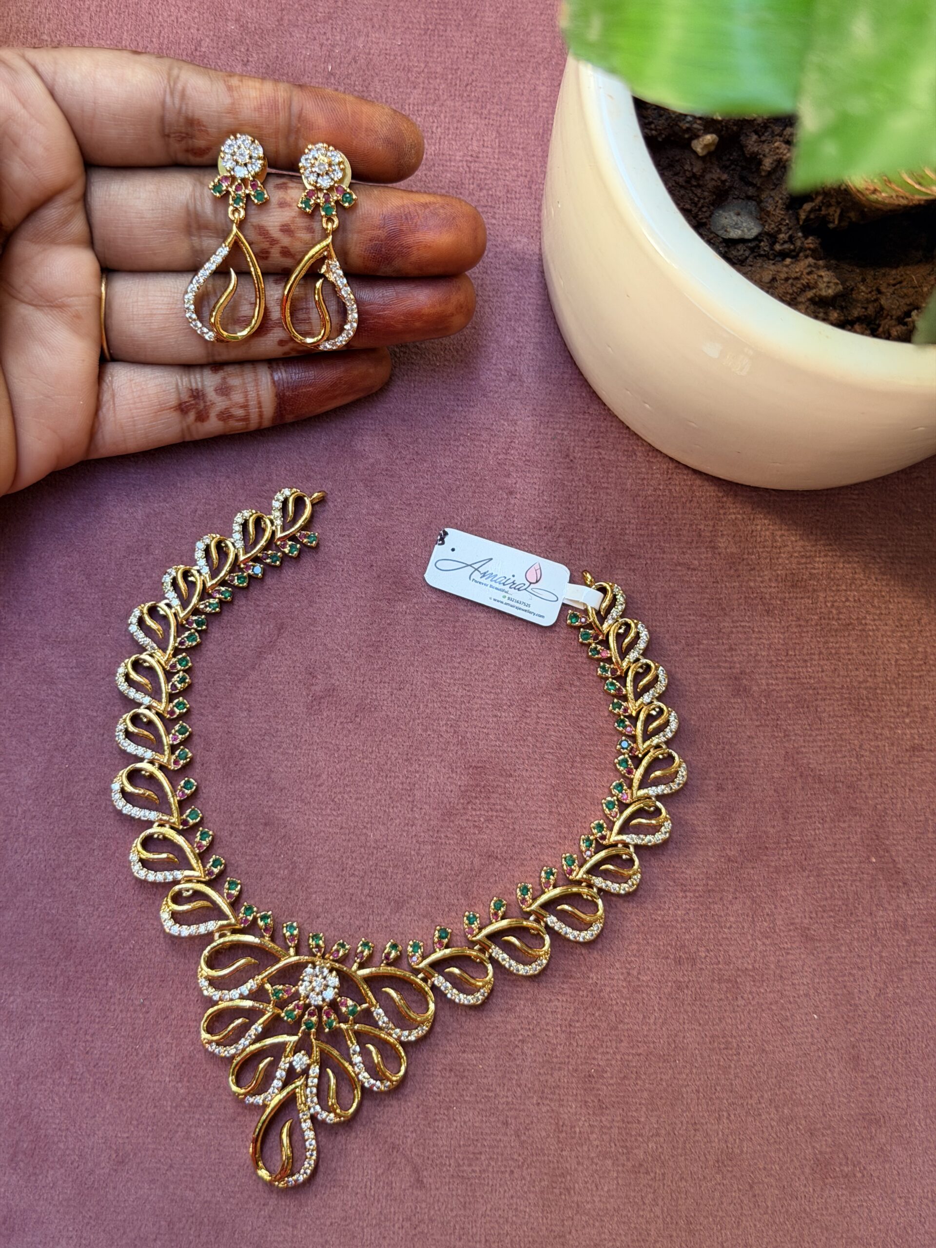 AD Stone Necklace With Earings AJP2026-2218