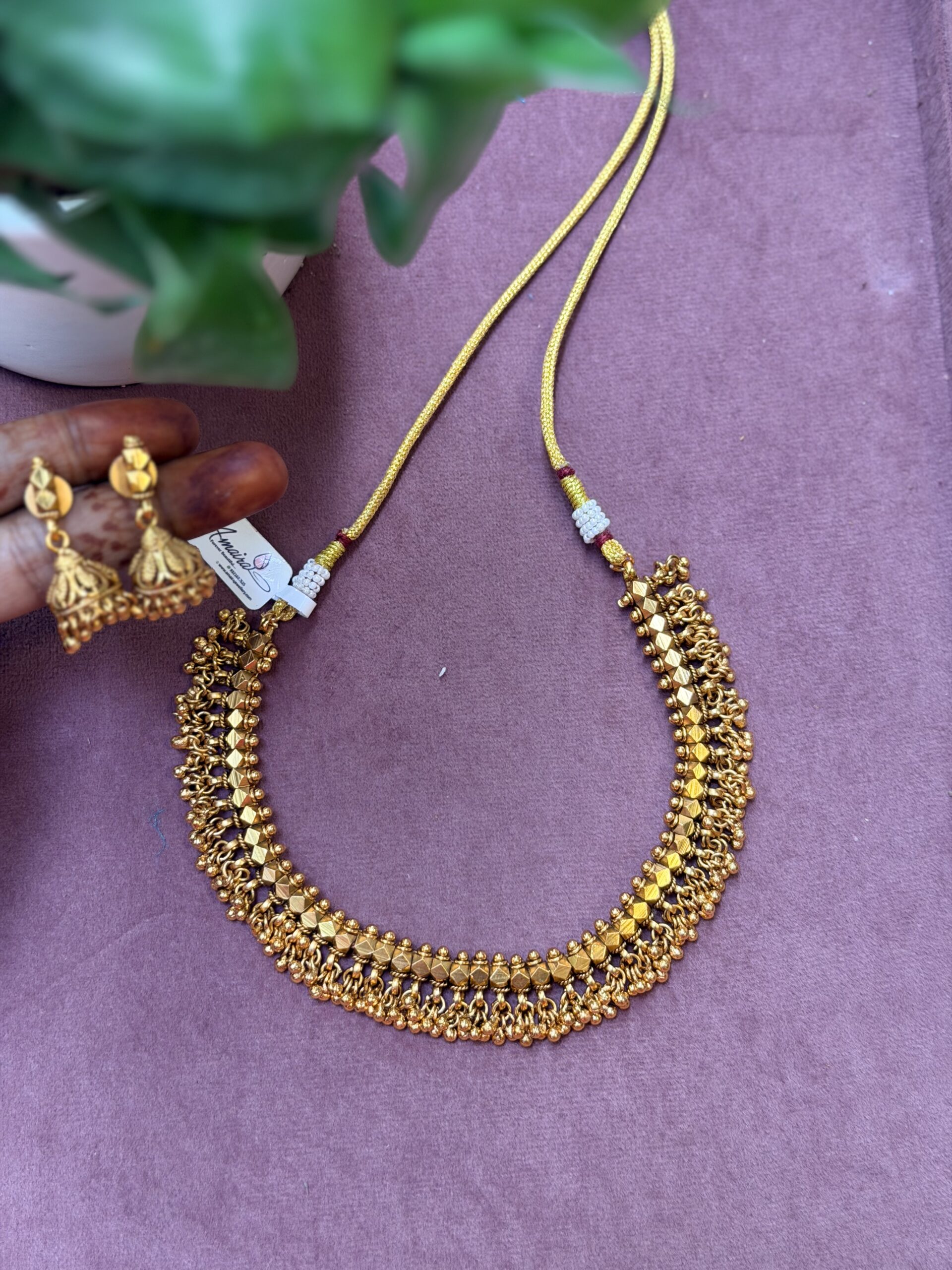 Traditional Short Aashatpaillu Necklace AJP2026-2009