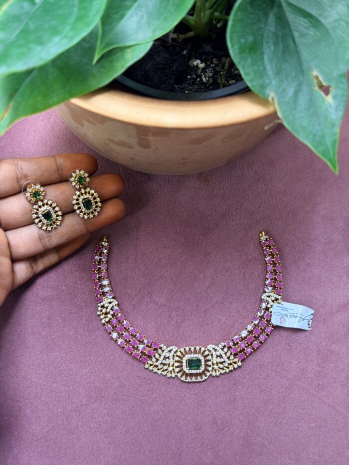 AD Stone Necklace With Earings AJP2026-2212