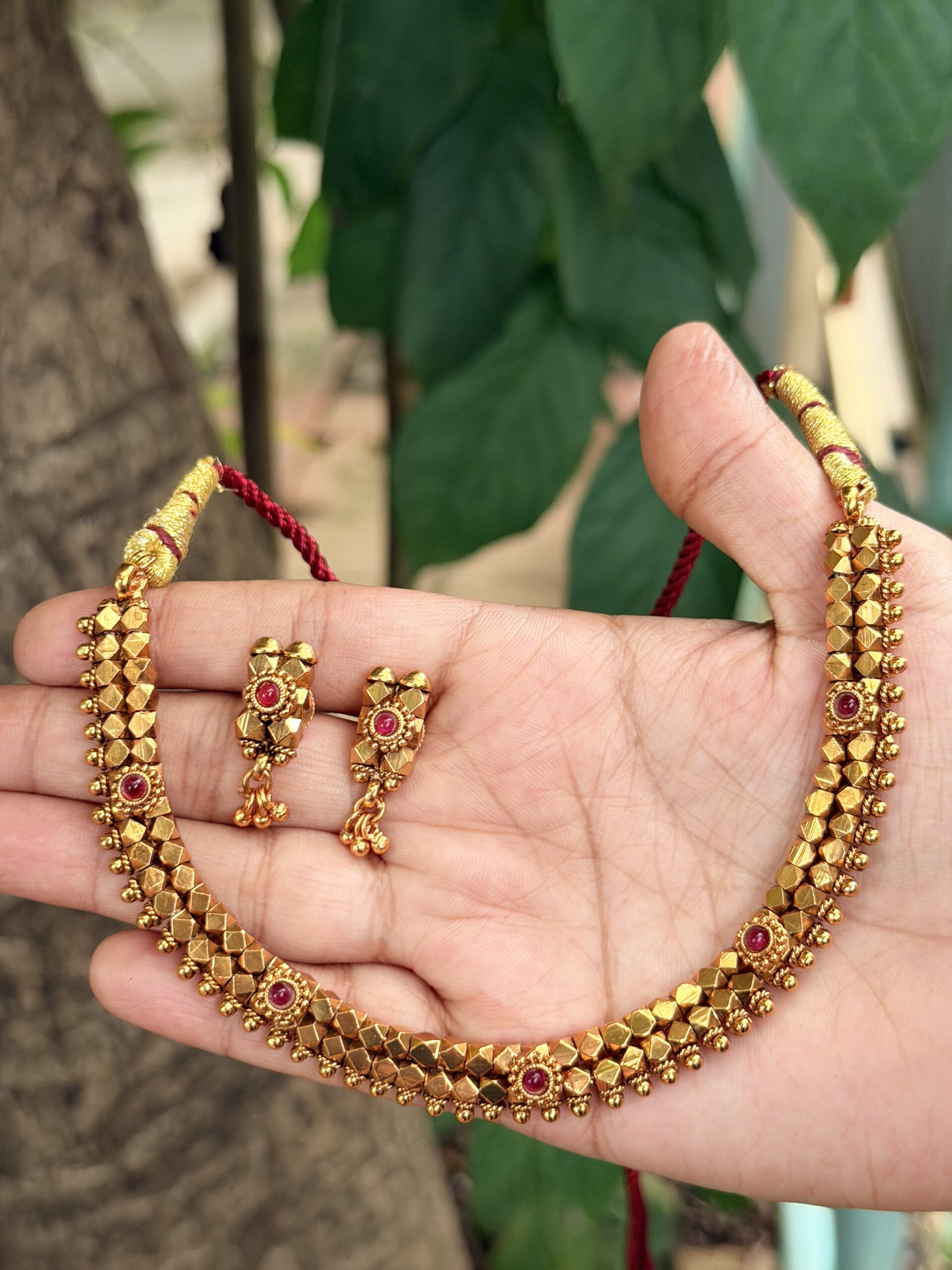 Traditional Aashatpailu Saaj Necklace With Earings AJP2026-2293